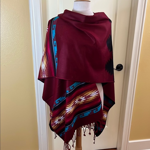 Jackets & Blazers - Southwestern Style Poncho with Fringe from Ecuador
